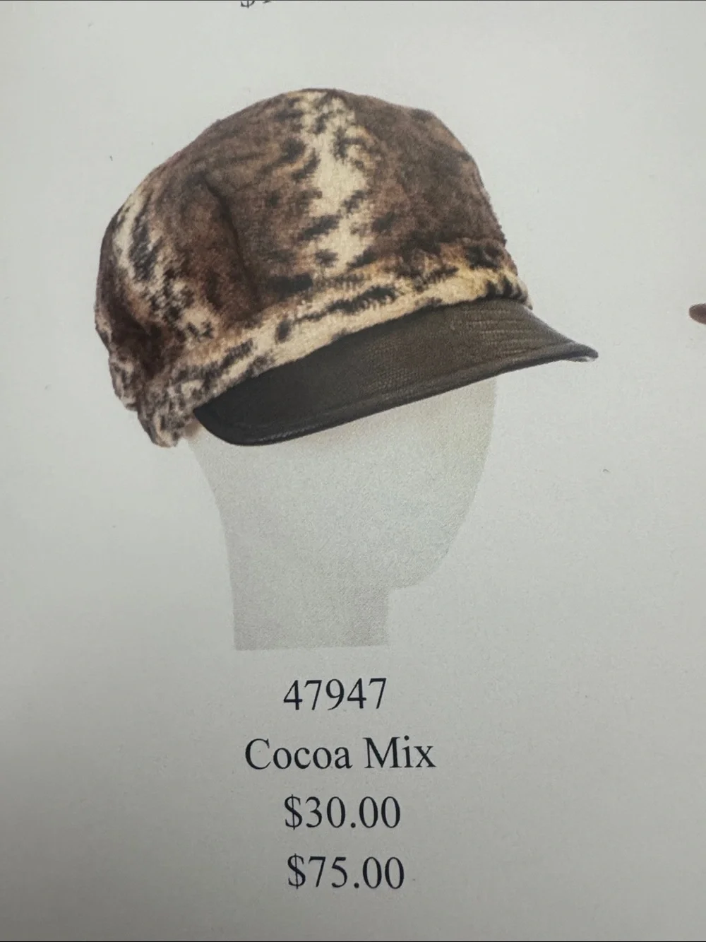New Giovannio cha cha Faux Fur Brown & Black Newsboy Cap